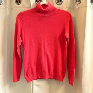 Eddie Bauer Womens Pink Lambswool Blend Turtleneck Sweater Oversize Small 19395